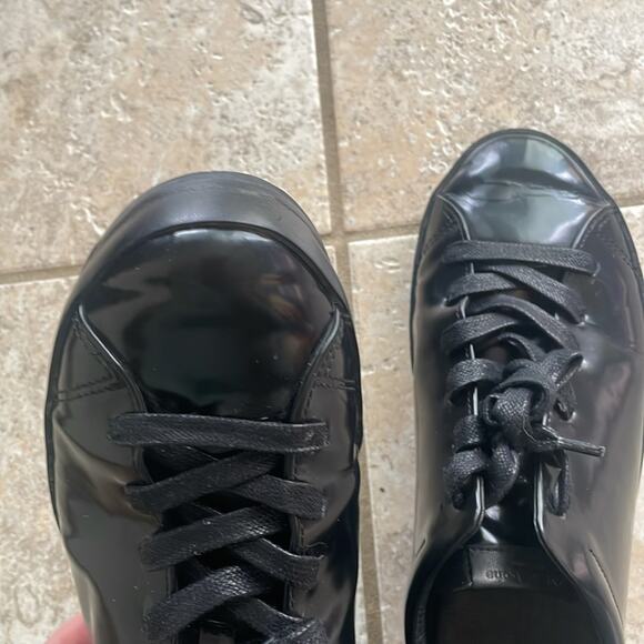 Rag & Bone Rb1 Low Top Liquid Shine Leather Black Sneakers - Picture 12 of 13